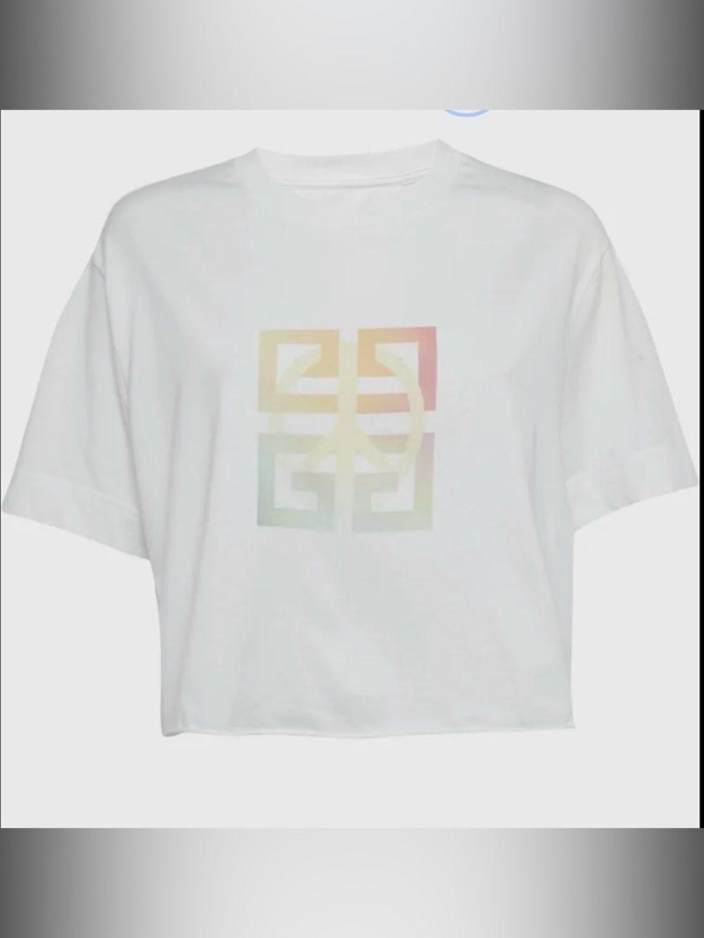 Givenchy White Cropped Logo T-Shirt with Pastel Gradient